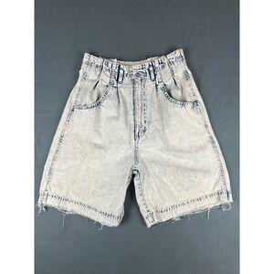 Vintage Lee High Rise Acid Wash Denim Shorts, Size 10 Medium, Blue White